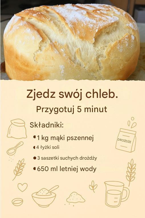 Chleb do spożycia, przygotowanie 5 minut
