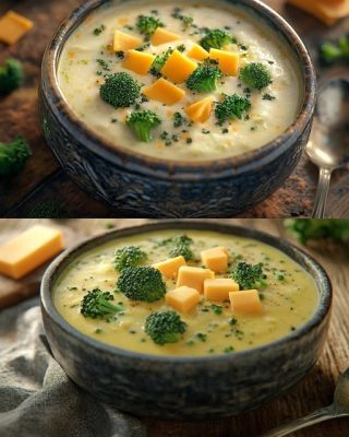 Zupa brokułowo-ziemniaczana z serem – kremowa i pożywna cały przepis w komentarzu
