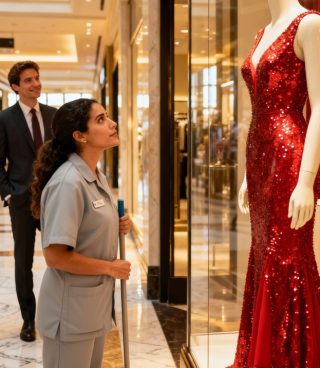 Siedem lat po rozwodzie zastał swoją byłą żonę, sprzątaczkę, która w milczeniu kontemplowała suknię wartą milion dolarów, wiszącą za witryną sklepową.