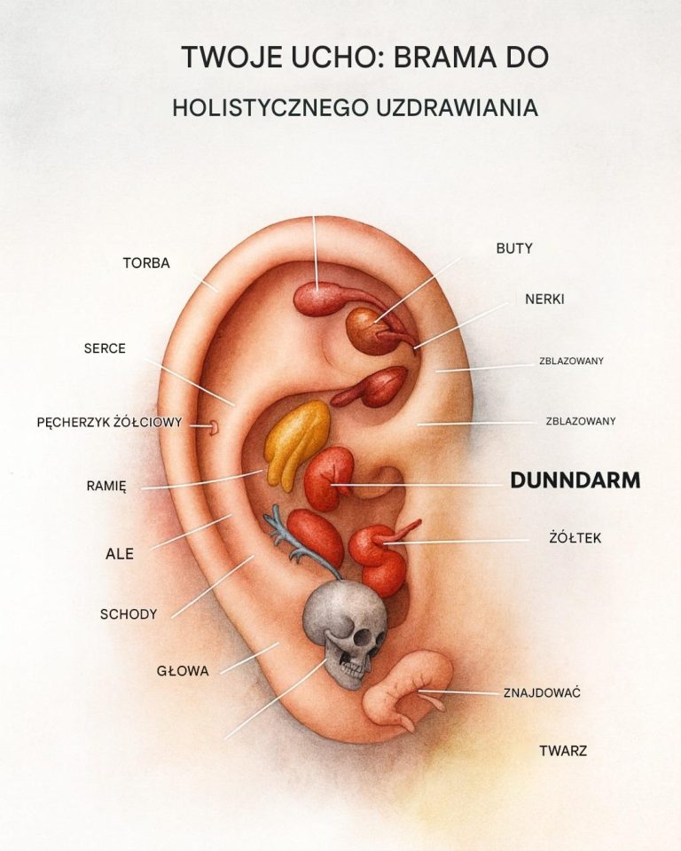 Strefy w centrum ucha są połączone z żołądkiem, jelitem cienkim i układem pokarmowym. Są szczególnie pomocne w przypadku wzdęć, uczucia pełności lub bólu brzucha.